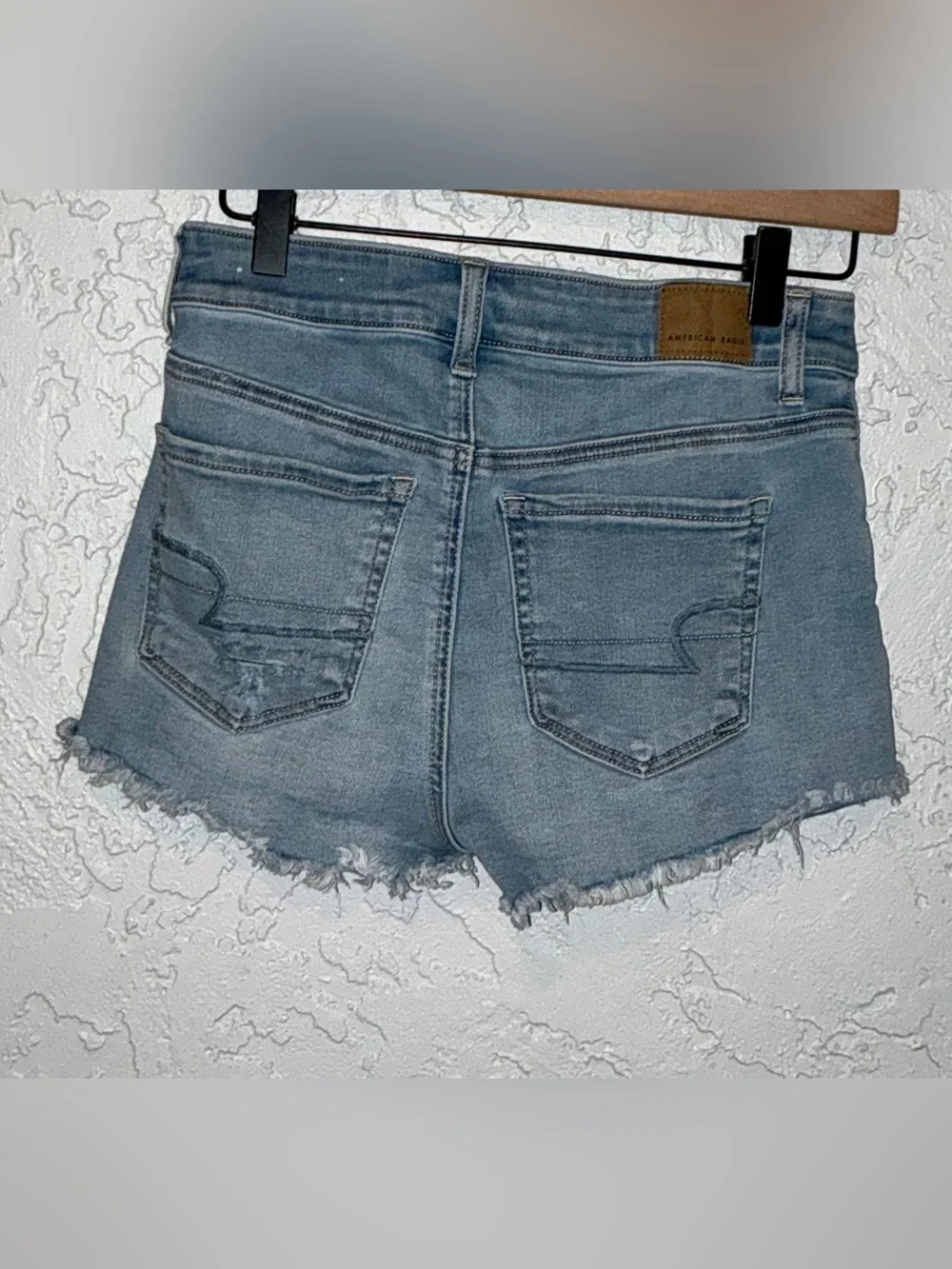 American Eagle Outfitters Light Blue Ne(x)t Level Stretch Hi Rise Shortie Shorts